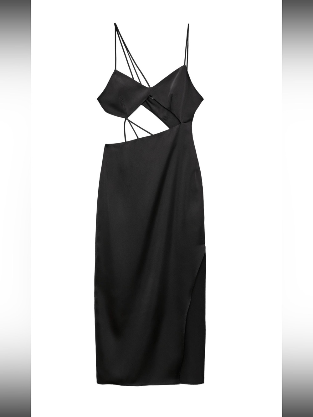 Zara Black Strappy Cutout Midi Dress